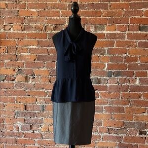 🇨🇦 RW&Co. Navy Sleeveless Blouse with Gray Skirt